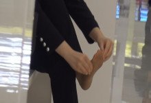 Pretty girl dangling shoeplay and footmassage