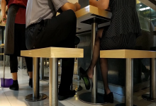 The lady dangling under the table when having lunch 2
