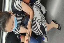 Hot girl dangling shoeplay on the subway 