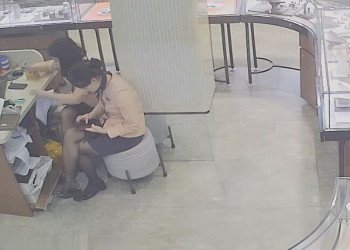 The jewelry store girls in black nylon dangling shoeplay daily show 34