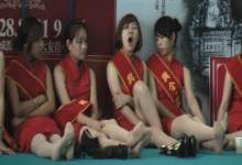 Group of girls remove heels relax their tired sexy nylon feet