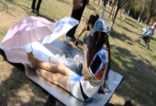 Black and white nylon feet on the grass 26