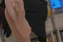 The pretty girl try on new shoes 5