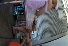 Group of models take off heels relax their tired feet 35