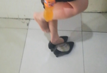 Deliberately kick off lady's heels and let's taste their feet