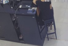 The jewelry store hostess in black nylon show us her cute feet! 33