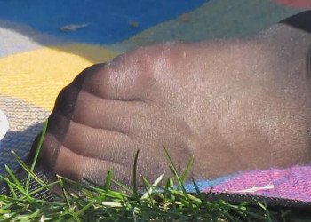 The beautiful girl took off her high heels and relaxed her feet 10