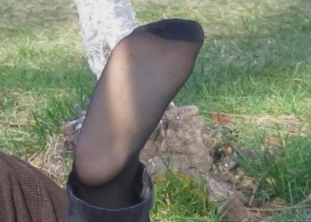 The beautiful girl took off her high heels and relaxed her feet 12