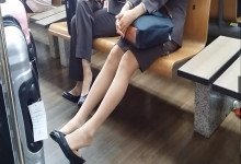 Airline stewardess group dipping shoeplay 3