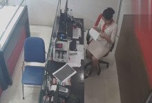 The jewelry store hostess in white dress dipping shoeplay 6