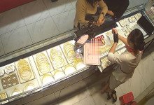 The jewelry store hostess in white dress dipping shoeplay 24