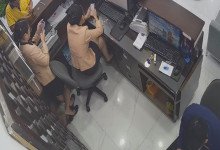 Let's watch the jewelry store hostess dangling shoeplay from overhead 5