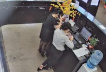 The jewelry store hostess in black nylon show us her cute feet! 139