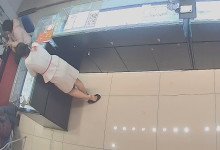 The jewelry store hostess in white dress great dipping shoeplay 30