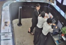 The jewelry store hostess in black nylon show us her cute feet! 178