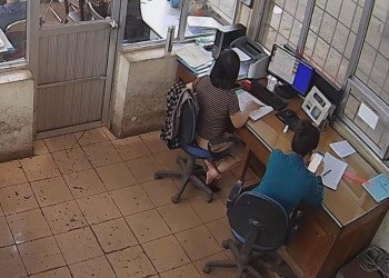 The office lady in blue uniform great dangling shoeplay in office 3