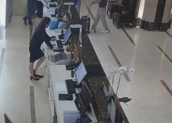 The  hotel receptionist stand up dipping shoeplay training course