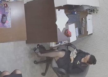 Get more closer to her dangling shoeplay black nylon feet 9