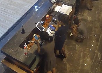 The hotel receptionist stand up great dipping shoeplay 10