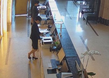 The hotel receptionist stand up great dipping shoeplay 12