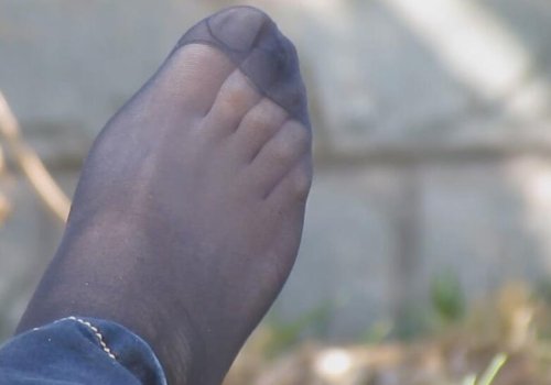 The beautiful girl took off her high heels and relaxed her feet 13