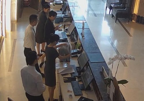 The hotel receptionist stand up great dipping shoeplay 9