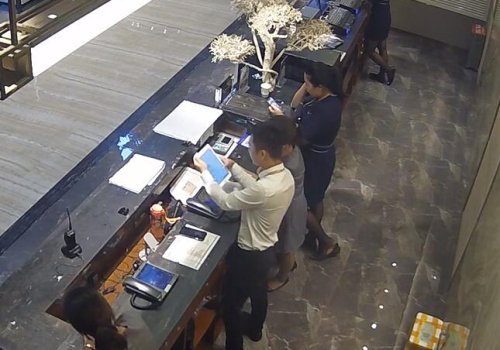 The hotel receptionist stand up great dipping shoeplay 10