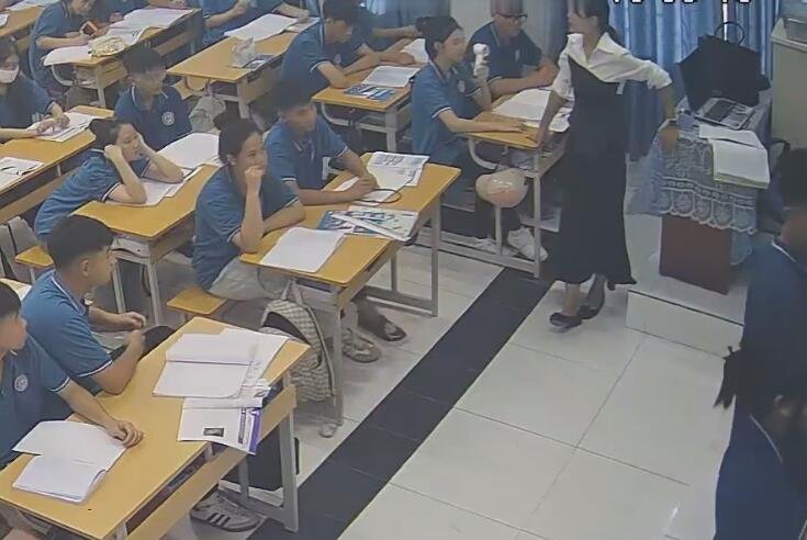 The tall teacher in flat shoes great shoeplay in class 1