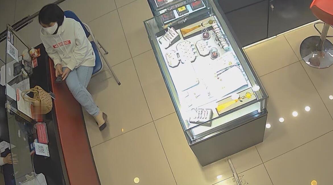 The jewelry store hostess in white dress great dangling shoeplay 5