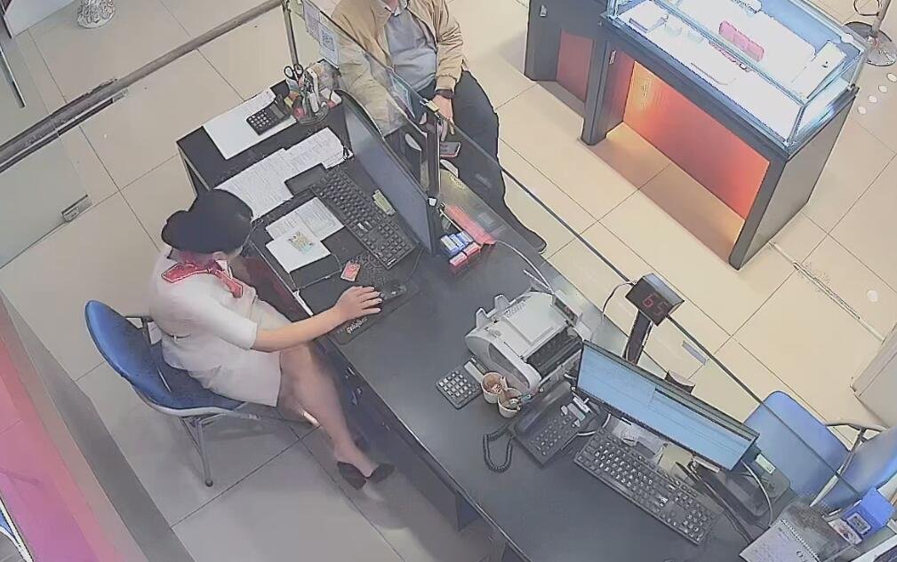 The jewelry store hostess in white dress great dangling shoeplay 38