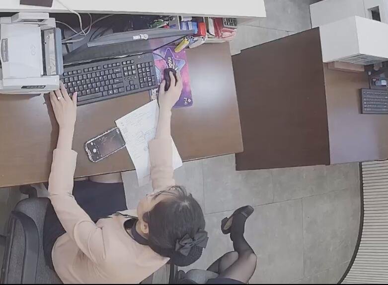 The jewelry store hostess in black nylon great dangling shoeplay