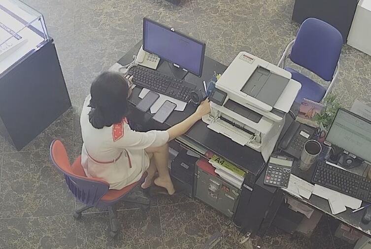 The jewelry store hostess in white dress great dangling shoeplay 11