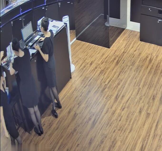 The jewelry store hostess in black nylon show us her cute feet! 198