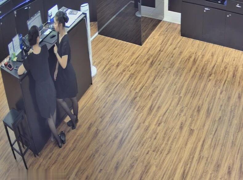 The jewelry store hostess in black nylon show us her cute feet! 199